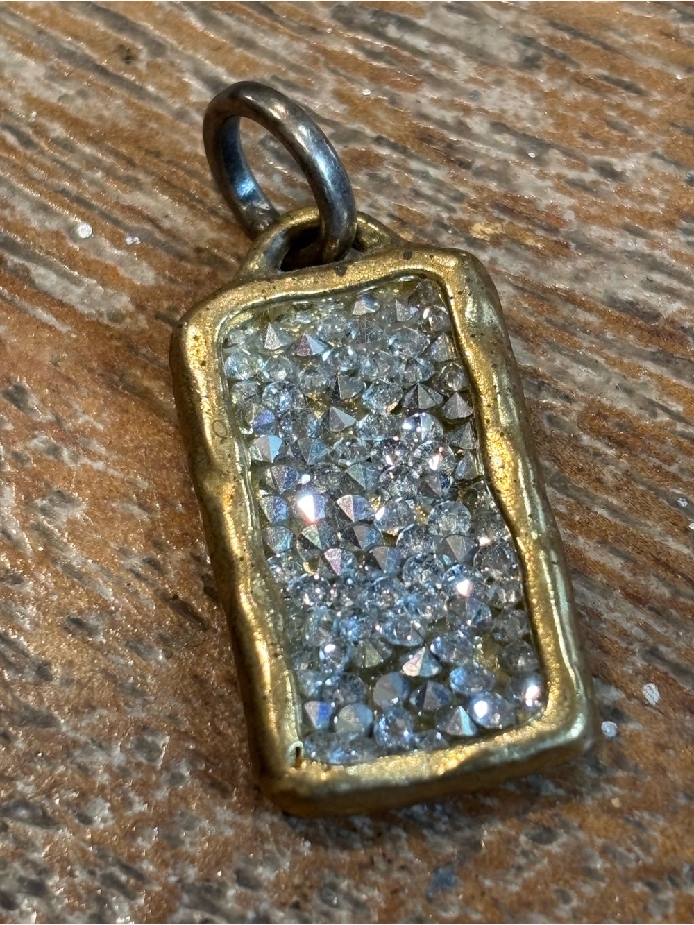 Waxing Poetic Crystal Pavé Rectangle Pendant in Gold